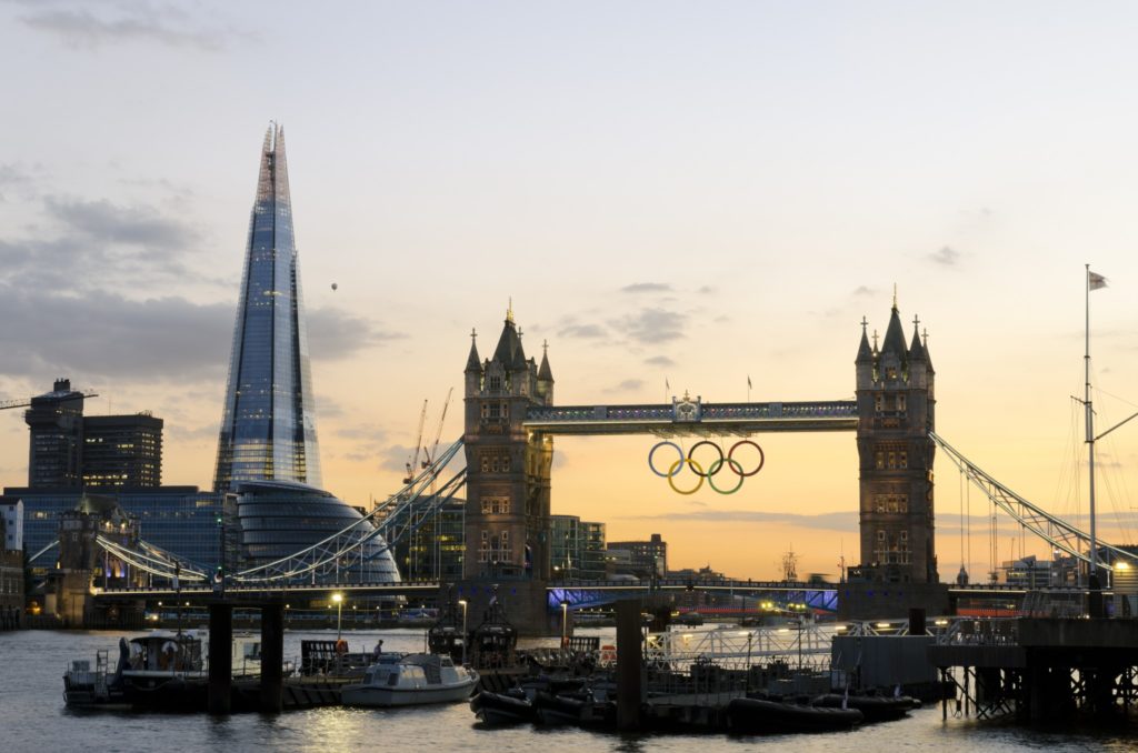 Tower Bridge during the 2012 Olympics, London